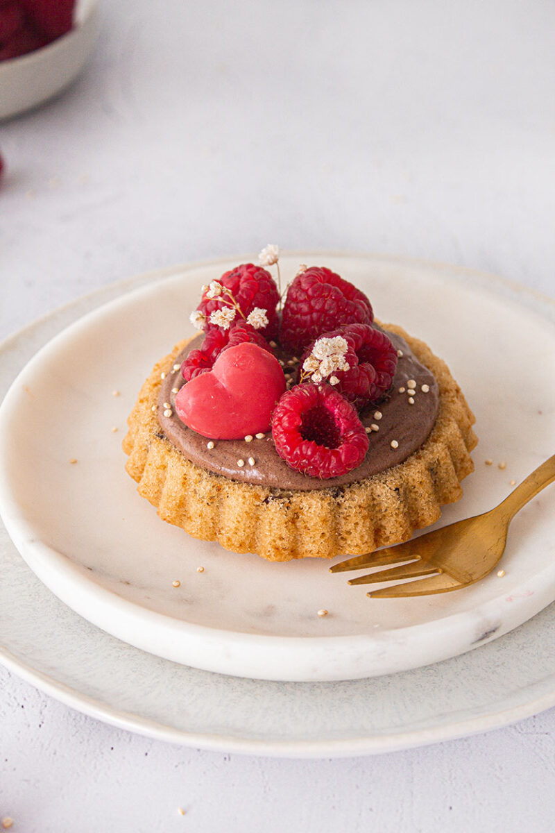 Mini Törtchen mit Schokocreme und Himbeeren (Vegan)